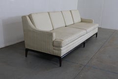 Mid-Century Elongated 4 Seat Sofa on Walnut Pencil Leg Base