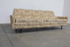 Mid Century Modern Elongated Curved Back 90" Sofa on Pencil Legs