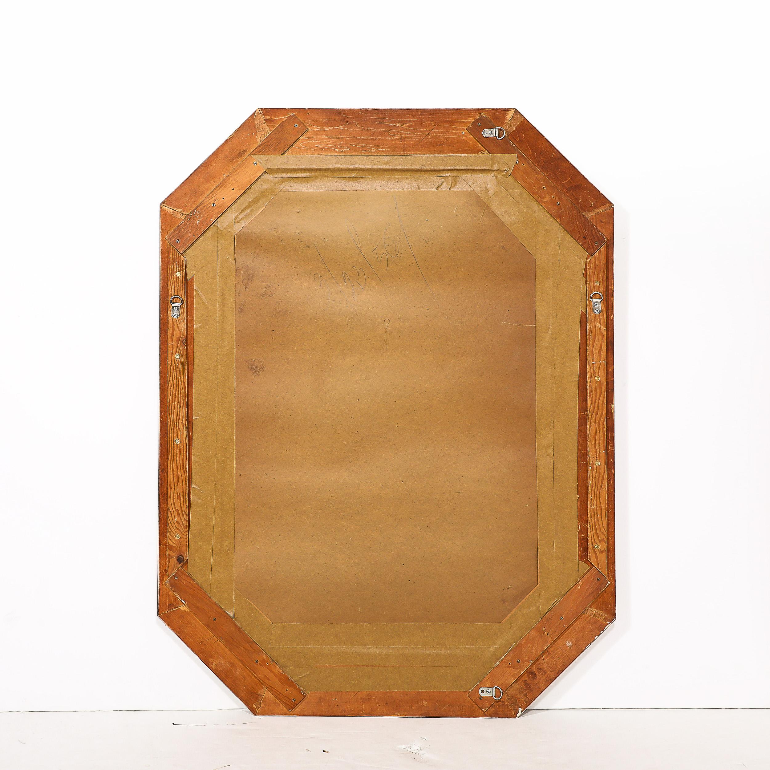 Mid-Century Langgestreckte achteckige geräucherte Goldader Spiegel w / vergoldet-Holz im Angebot 5