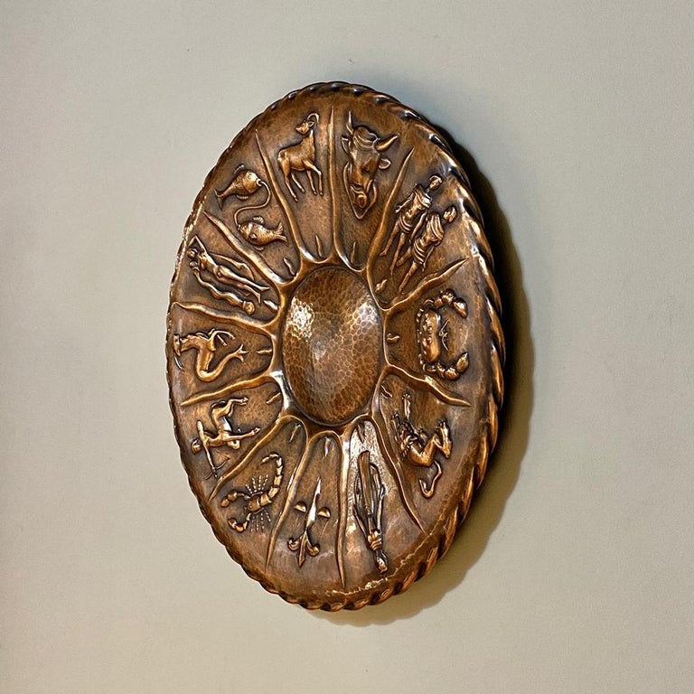 Midcentury Embossed Copper Zodiac Plaque at 1stDibs