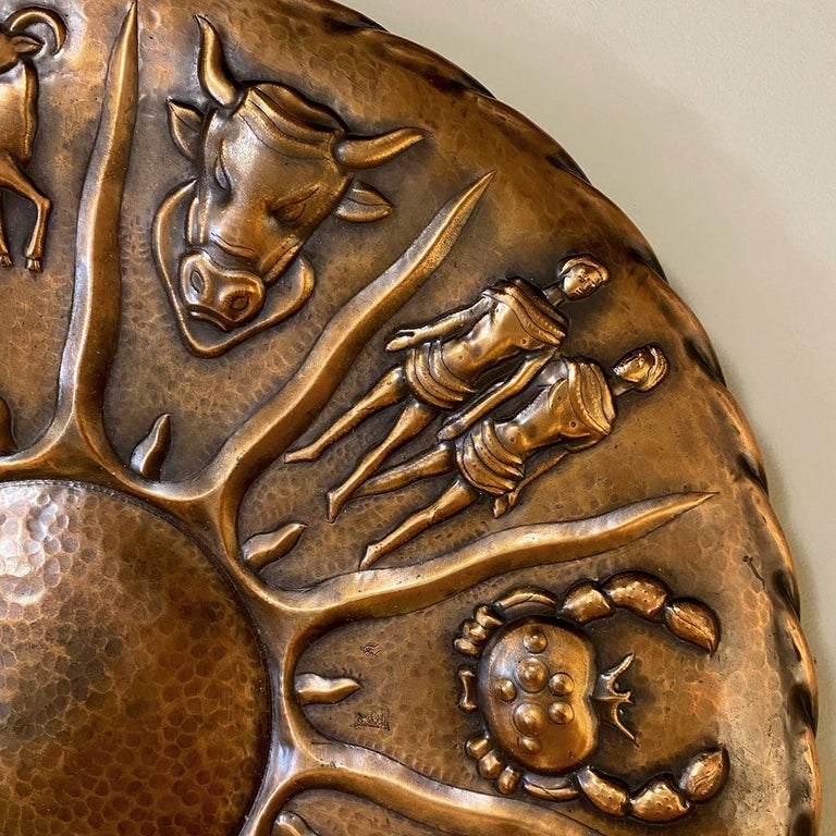 Midcentury Embossed Copper Zodiac Plaque at 1stDibs