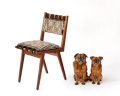 Midcentury Embroidered Walnut Side Chair by Mel Smilow