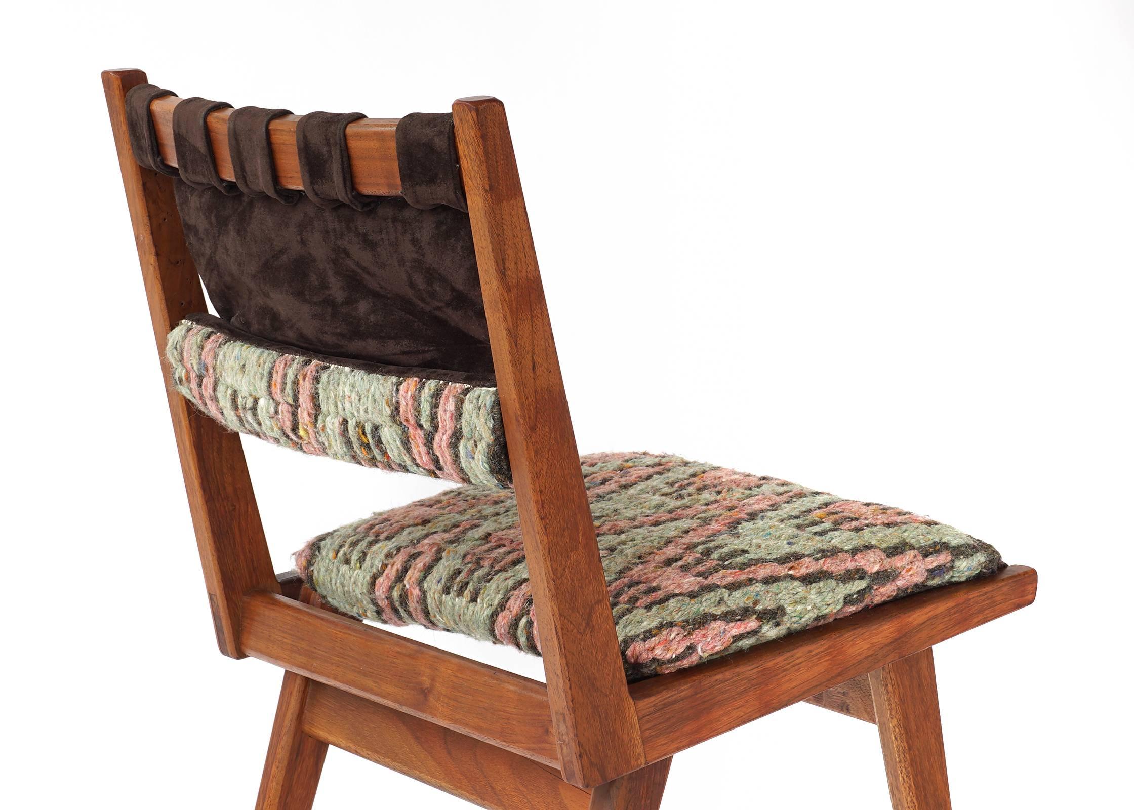 Midcentury Embroidered Walnut Side Chair by Mel Smilow In Good Condition In Brooklyn, NY