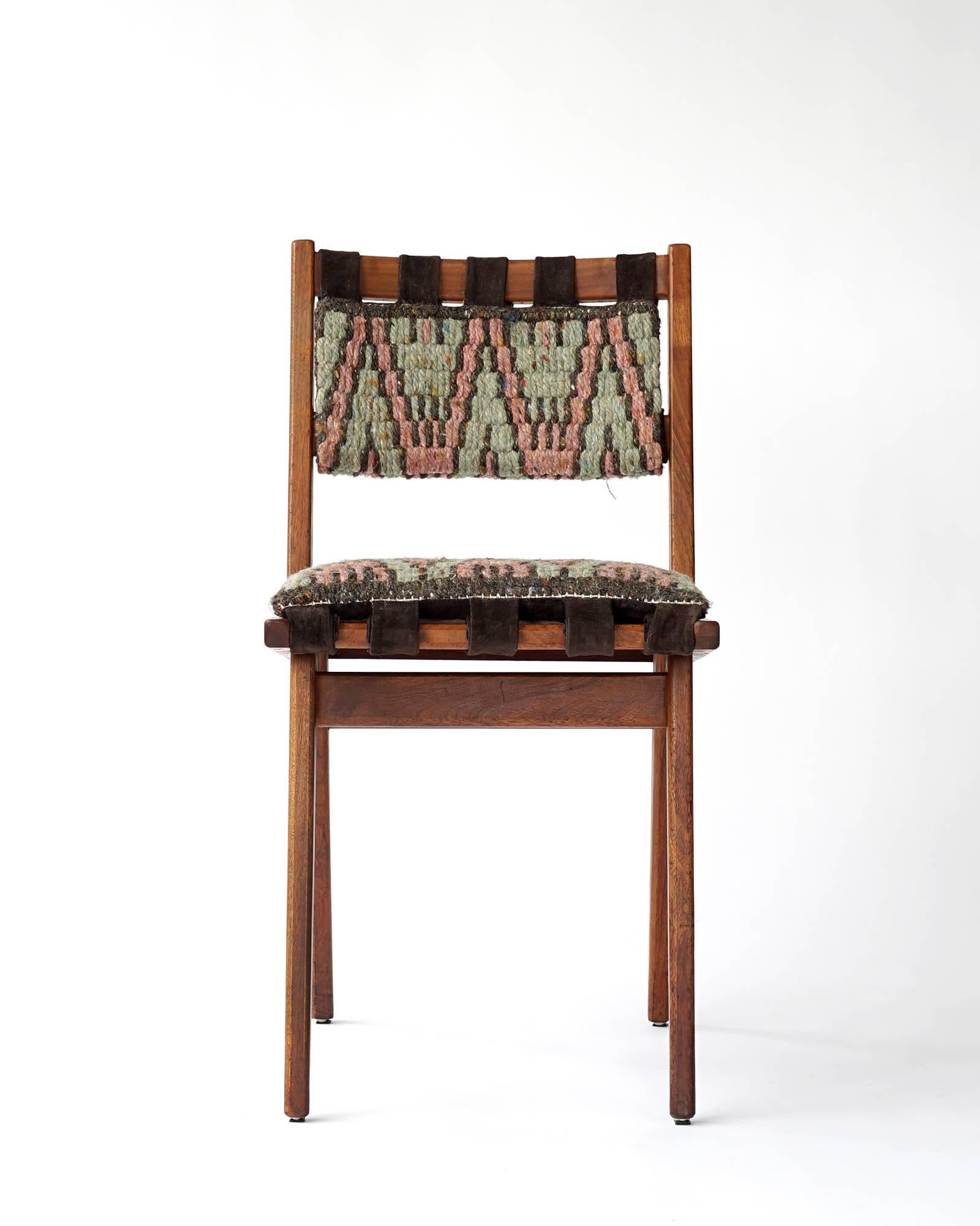 Midcentury Embroidered Walnut Side Chair by Mel Smilow 3