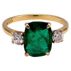 Mid-Century Emerald and Diamond Ring