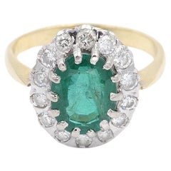 Bague française certifiée en or 18 carats avec émeraude de Zambie de 2,61 carats