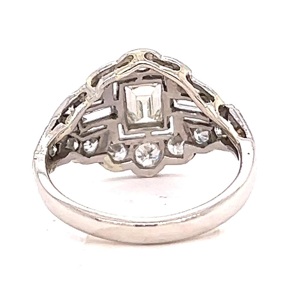 Mid-Century 0.45 Carat Emerald Cut Diamond Platinum Ring 3