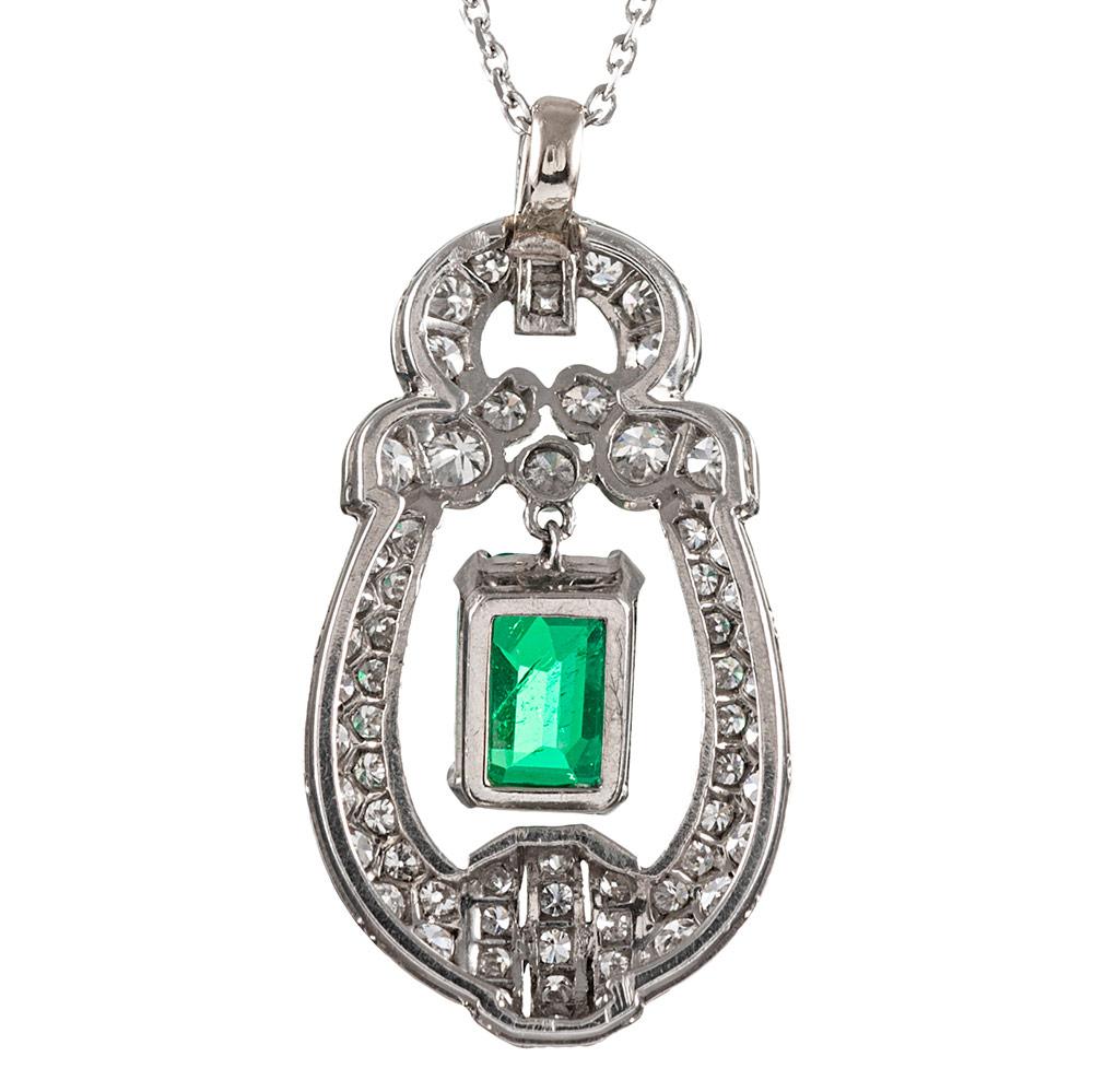 Women's Midcentury Emerald and Diamond Pendant
