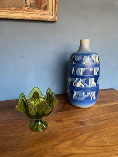 Mid-Century Emerald Green Footed Dish