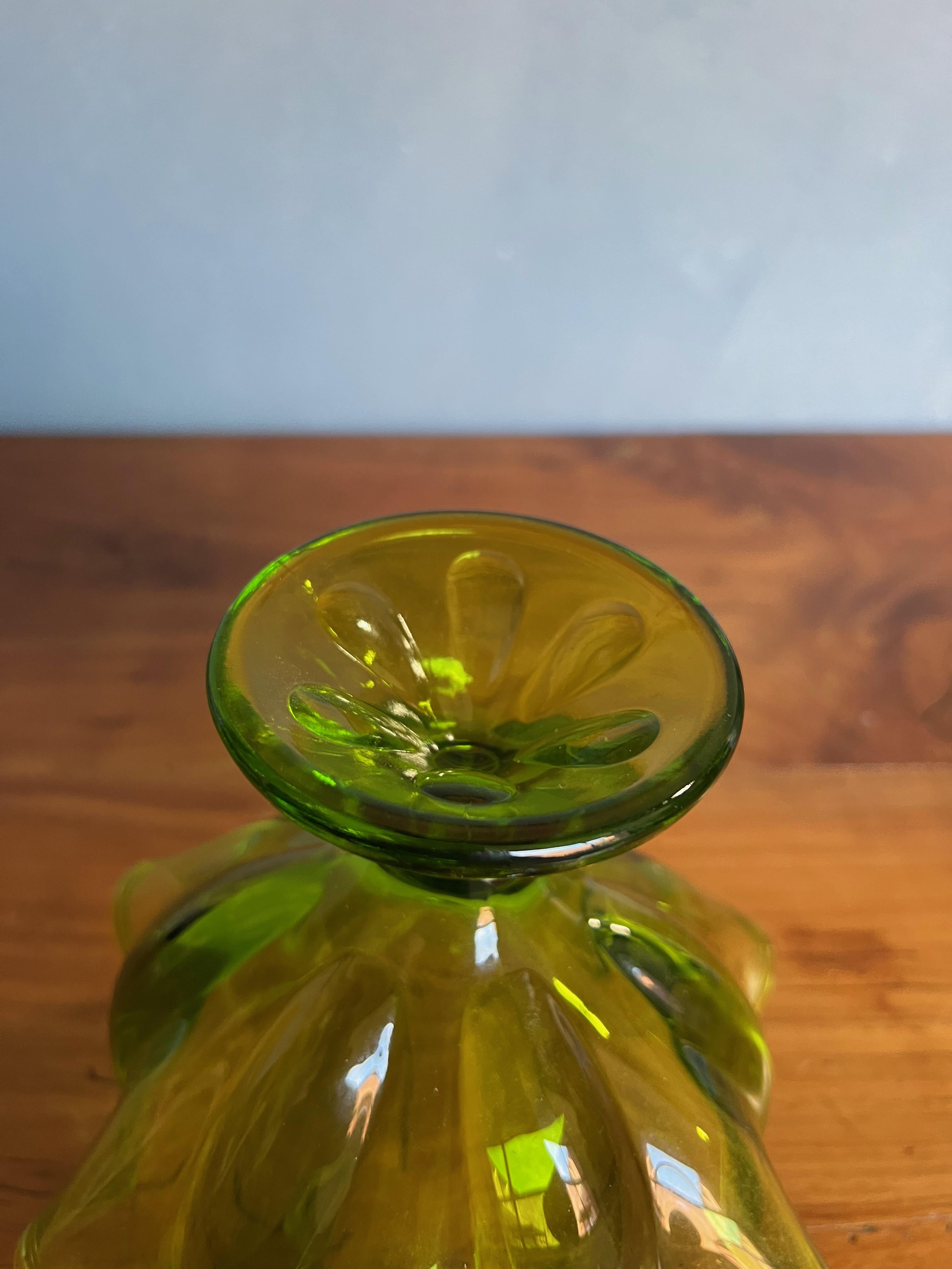 Mid-Century Modern Mid-Century Emerald Green Footed Dish For Sale