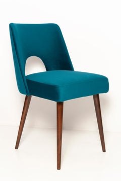 Mid-Century Emerald Green Velvet 'Shell' Chair, Europe, 1960s