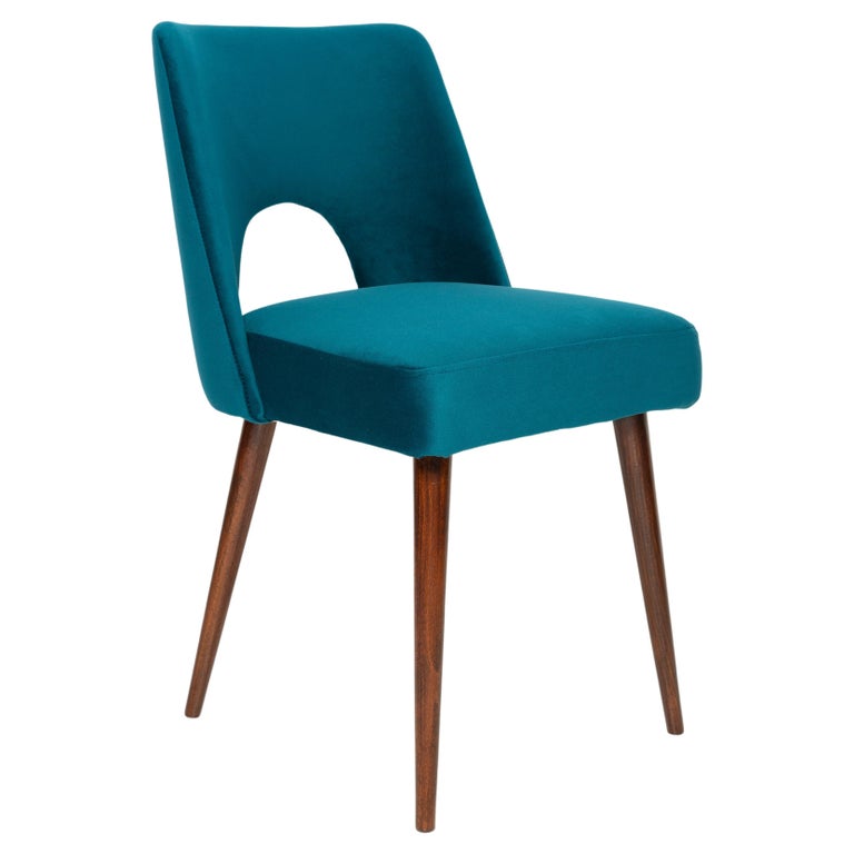 MidCentury Emerald Green Velvet 'Shell' Chair, Europe, 1960s For Sale