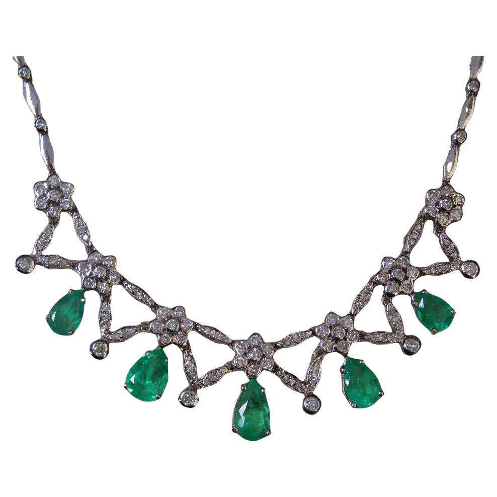 Smaragd-Halskette aus der Mitte des Jahrhunderts im Angebot