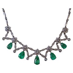Retro Mid-Century Emerald Necklace