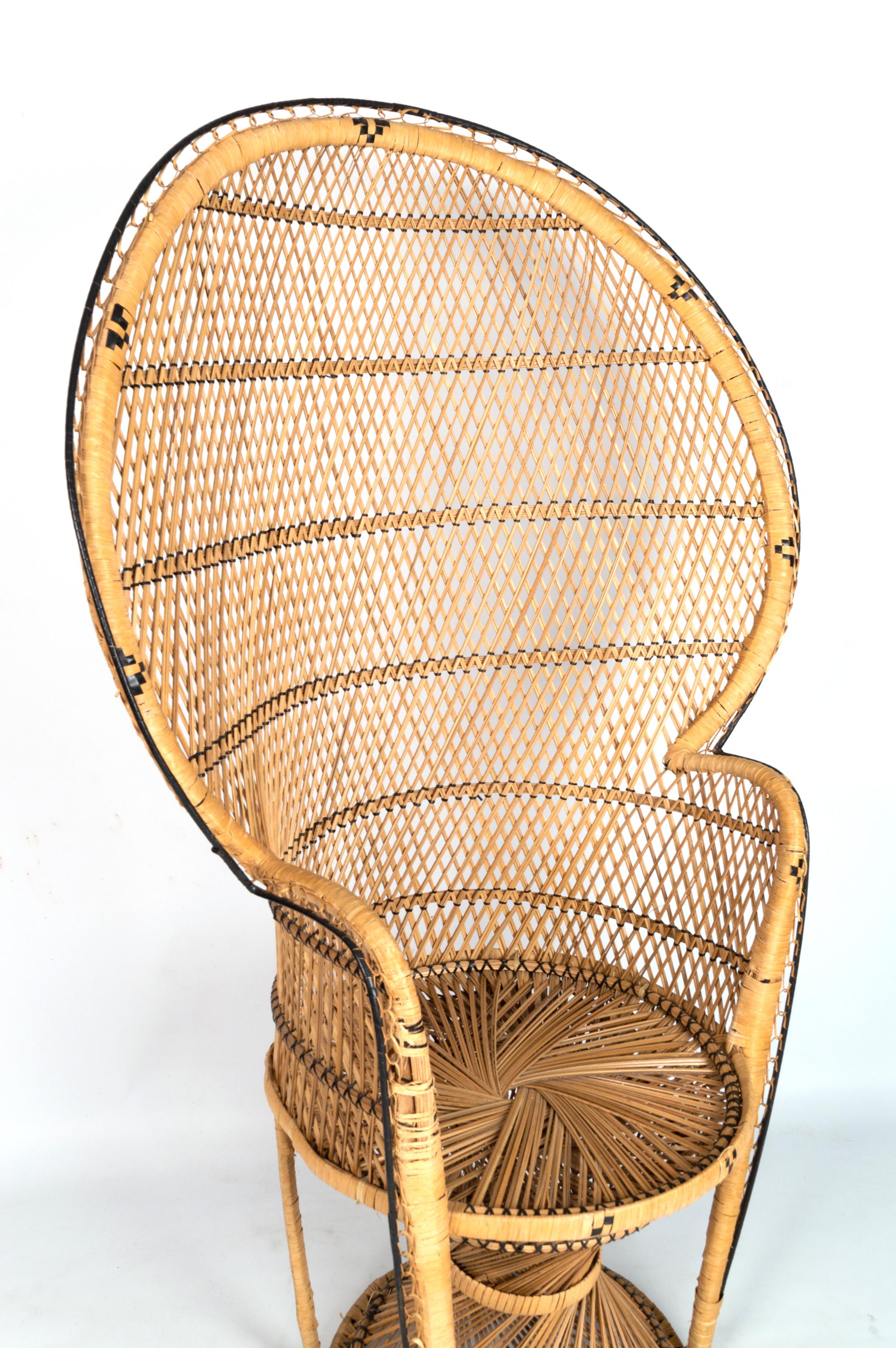 Mid Century Emmanuel Peacock Wicker Rattan Chair. C.1960 Italy For Sale 1