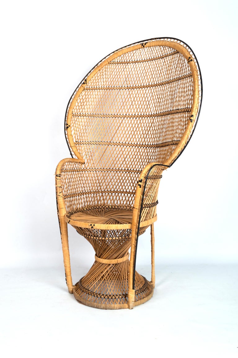 Mid Century Emmanuel Peacock Wicker Rattan Italy For