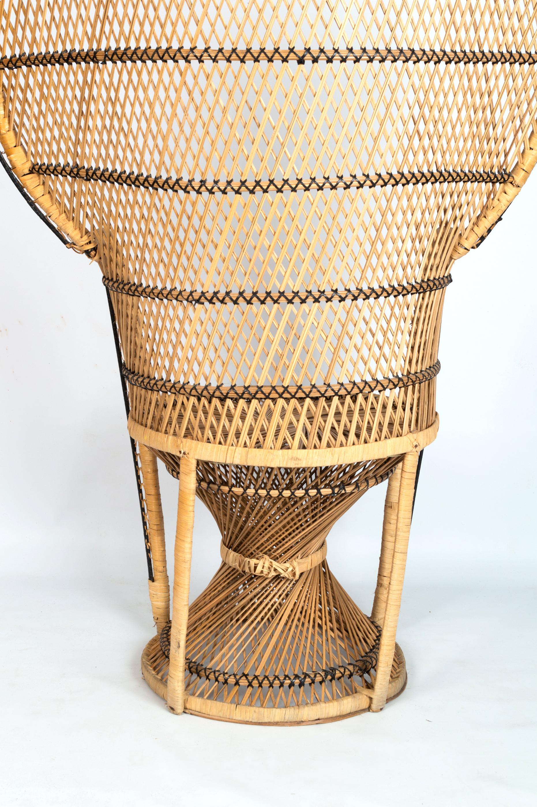 20th Century Mid Century Emmanuel Peacock Wicker Rattan Chair. C.1960 Italy For Sale