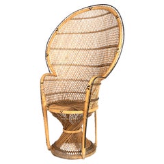 Used Mid Century Emmanuel Peacock Wicker Rattan Chair. C.1960 Italy