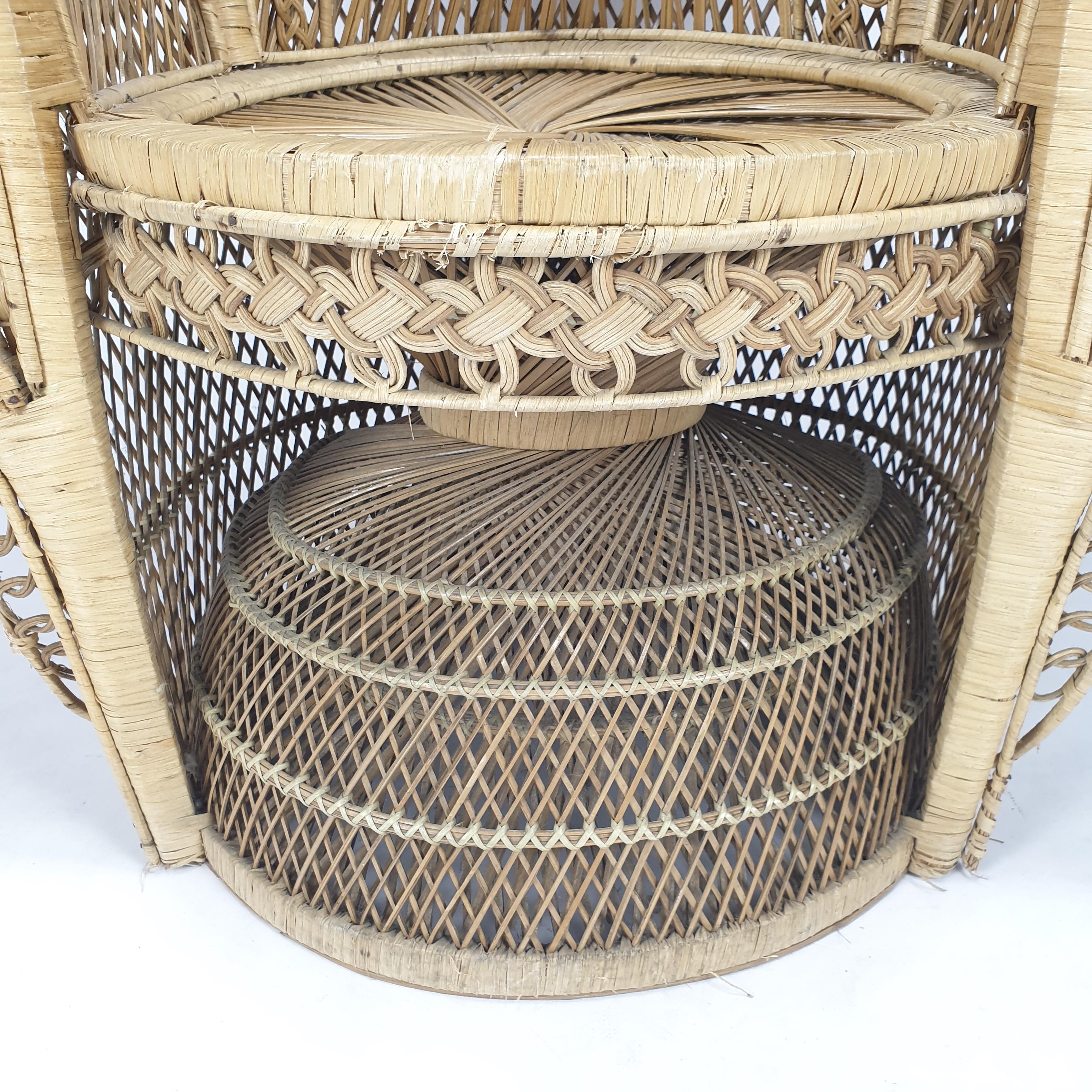 Midcentury Emmanuelle or Peacock Rattan and Wicker Chair, Italy 1960s For Sale 7