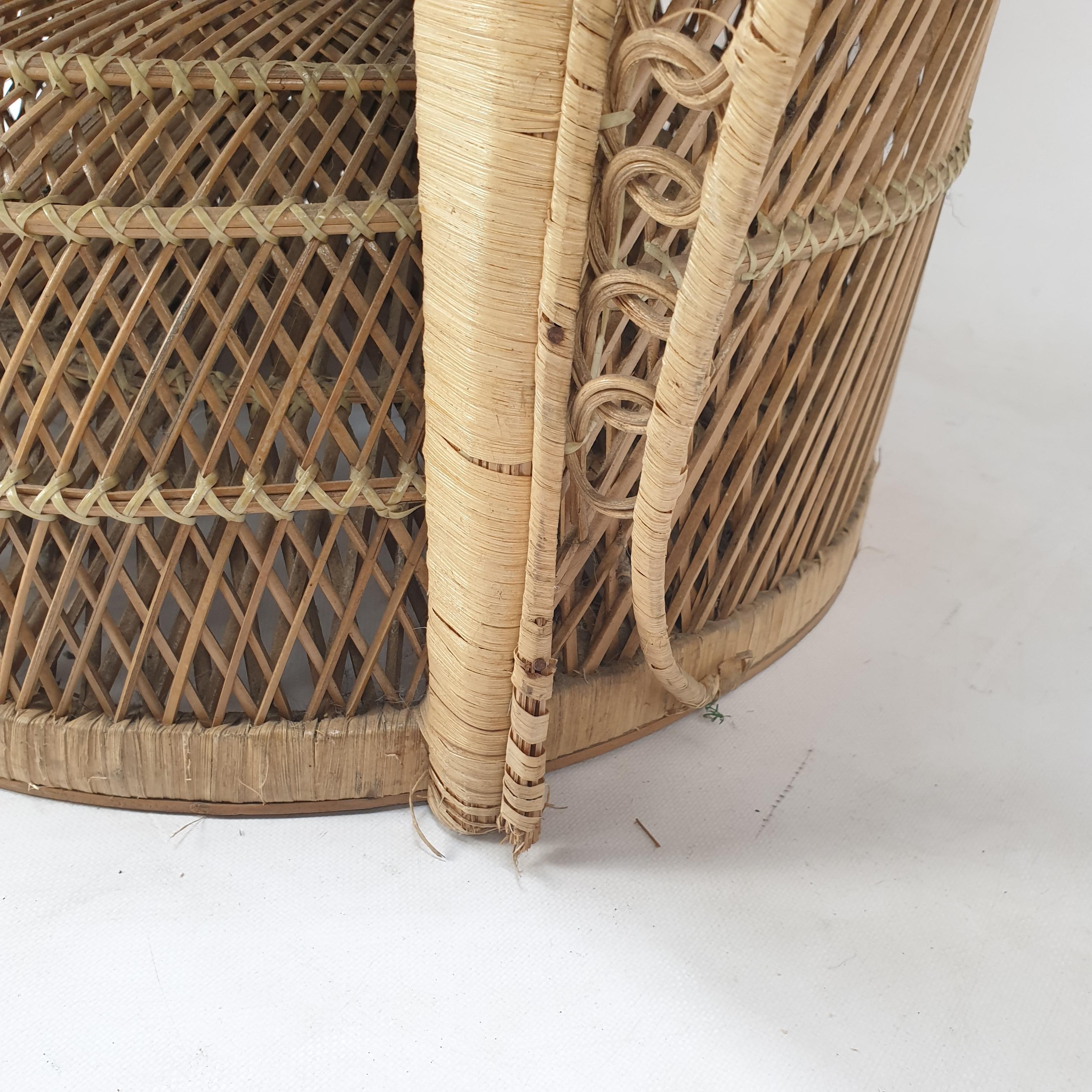 Midcentury Emmanuelle or Peacock Rattan and Wicker Chair, Italy 1960s For Sale 12