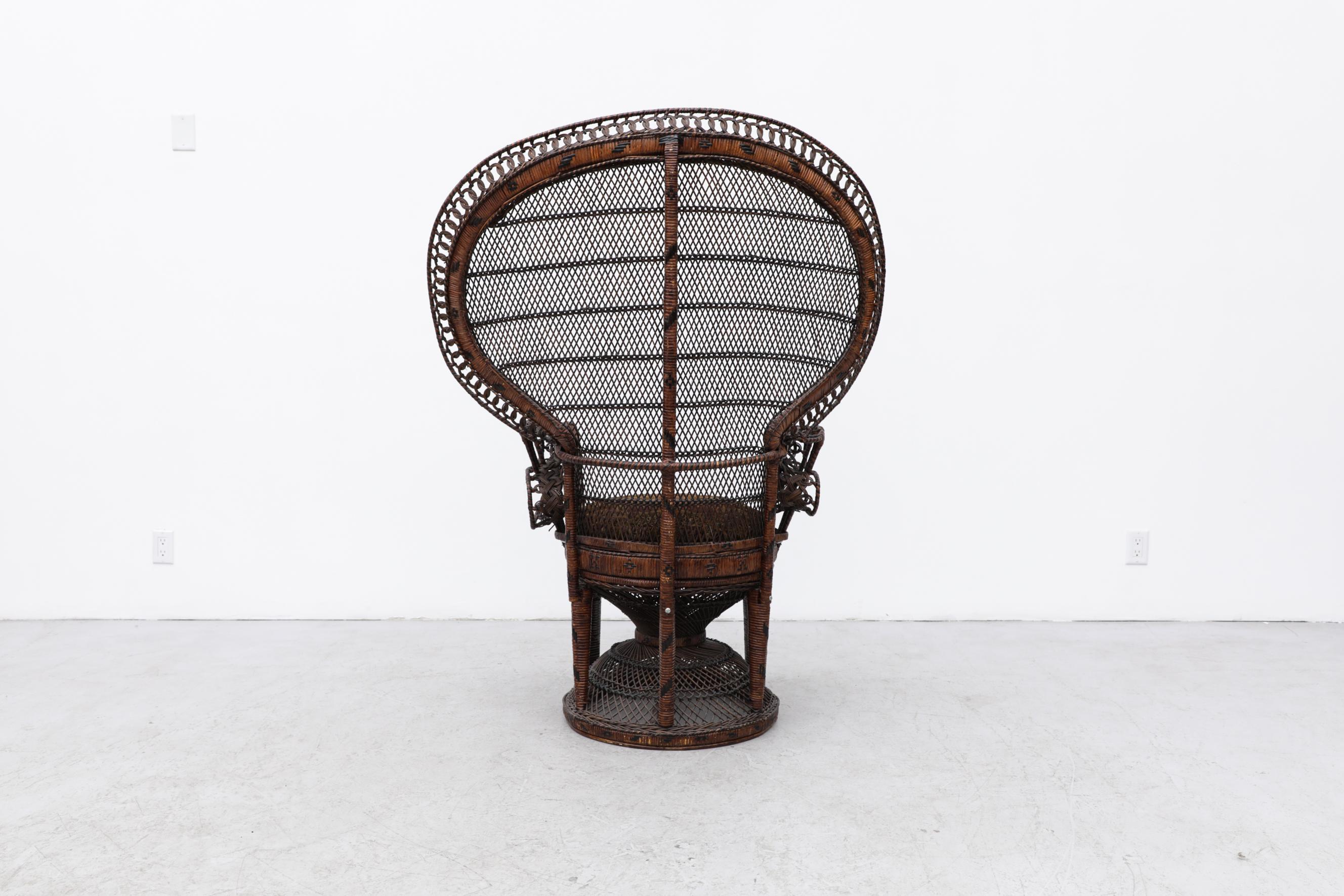 Mid-Century Modern Mid-Century Emmanuelle Wicker Peacock Chair