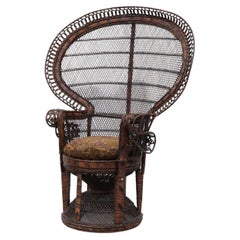 Mid-Century Emmanuelle Wicker Peacock Chair