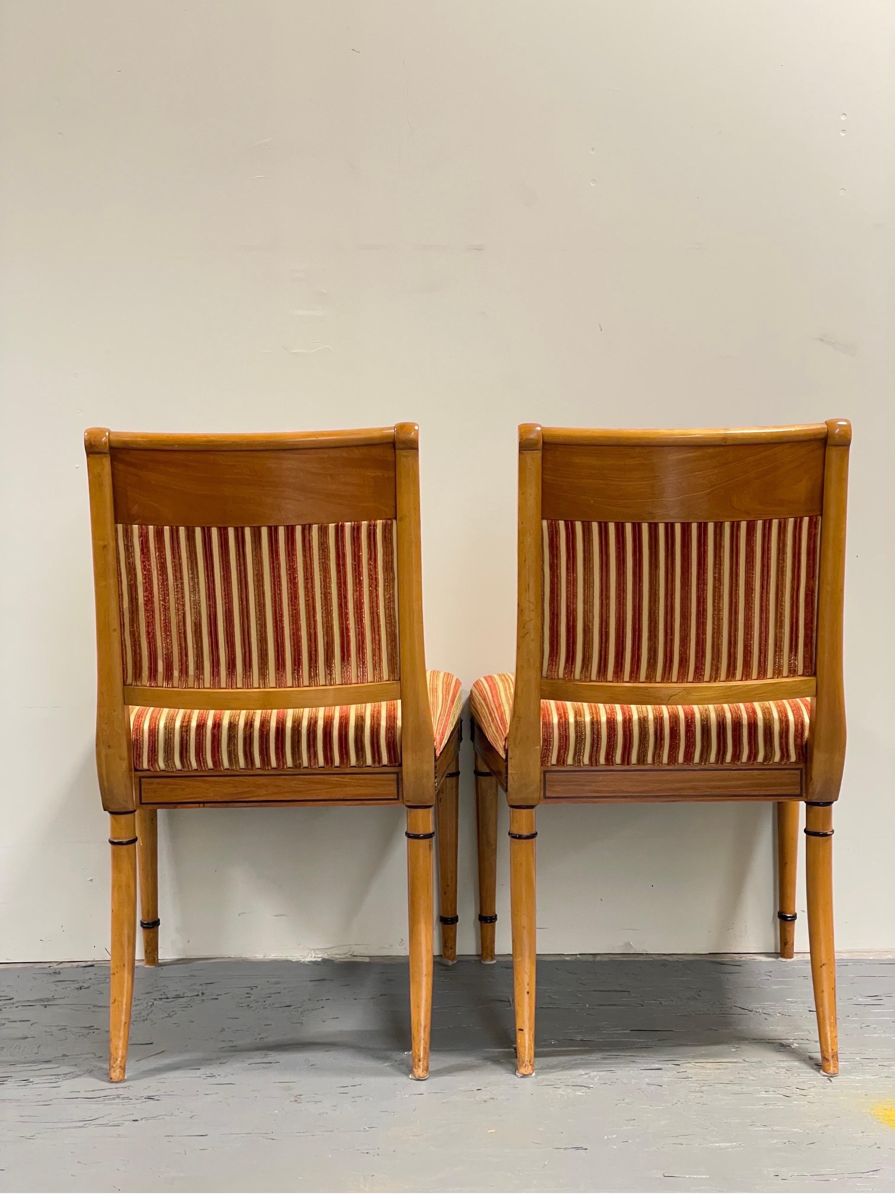 Mid Century Empire Regency Neo-Classical Chairs Biedermeier Style, a Pair For Sale 7
