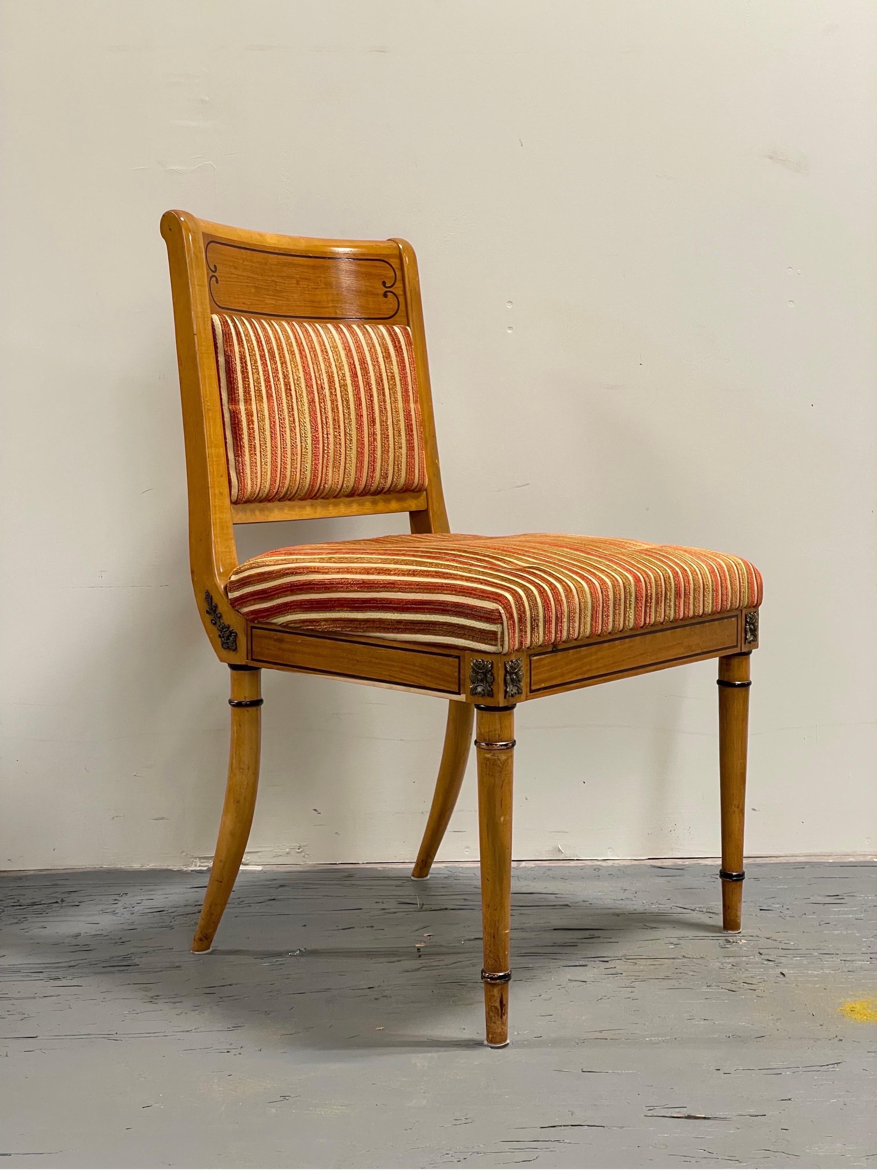 Wood Mid Century Empire Regency Neo-Classical Chairs Biedermeier Style, a Pair For Sale