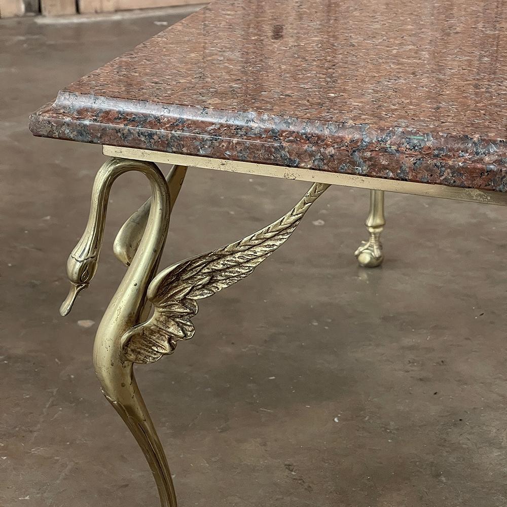 Midcentury Empire Style Brass & Granite Coffee Table For Sale 4
