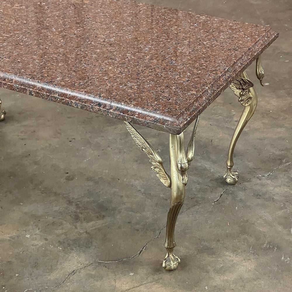 Midcentury Empire Style Brass & Granite Coffee Table For Sale 7