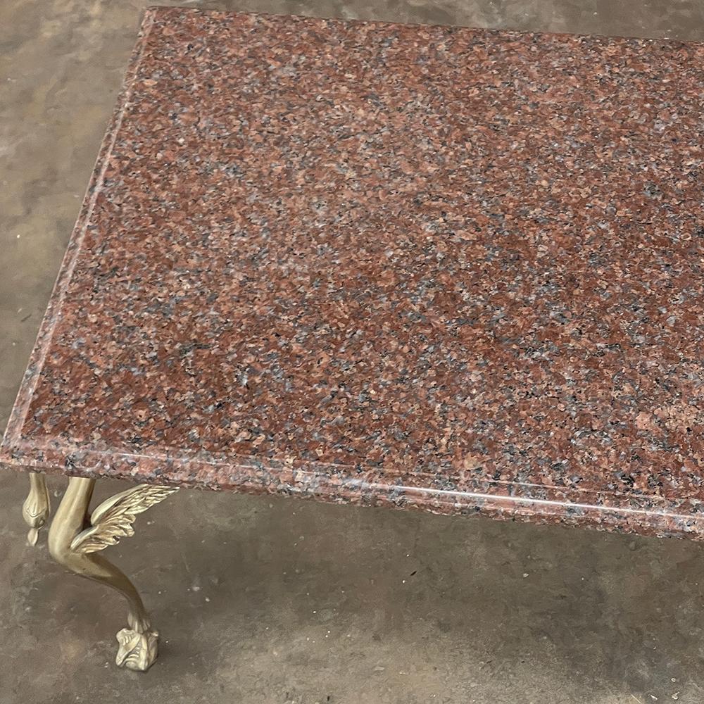 Midcentury Empire Style Brass & Granite Coffee Table In Good Condition For Sale In Dallas, TX