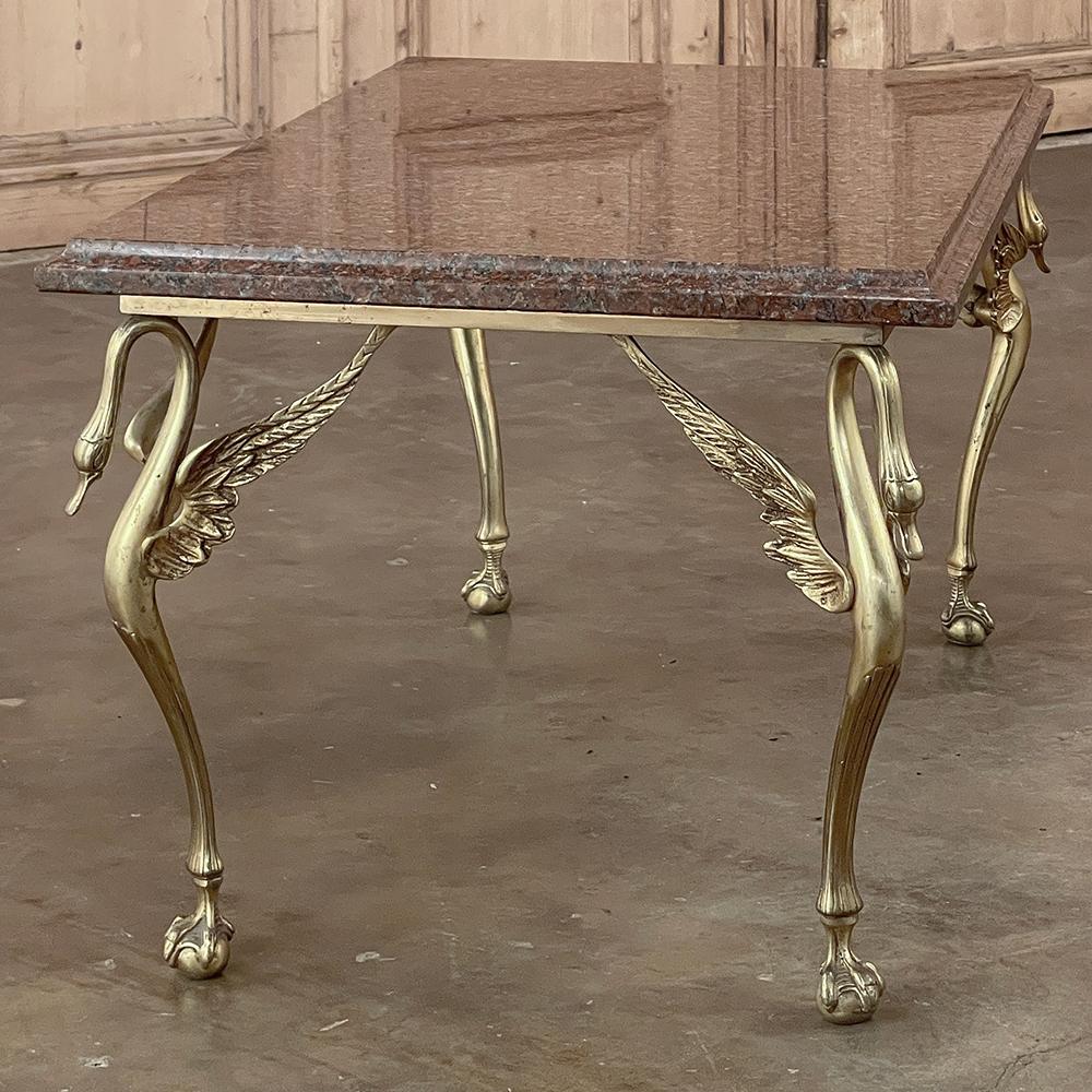 Midcentury Empire Style Brass & Granite Coffee Table For Sale 1