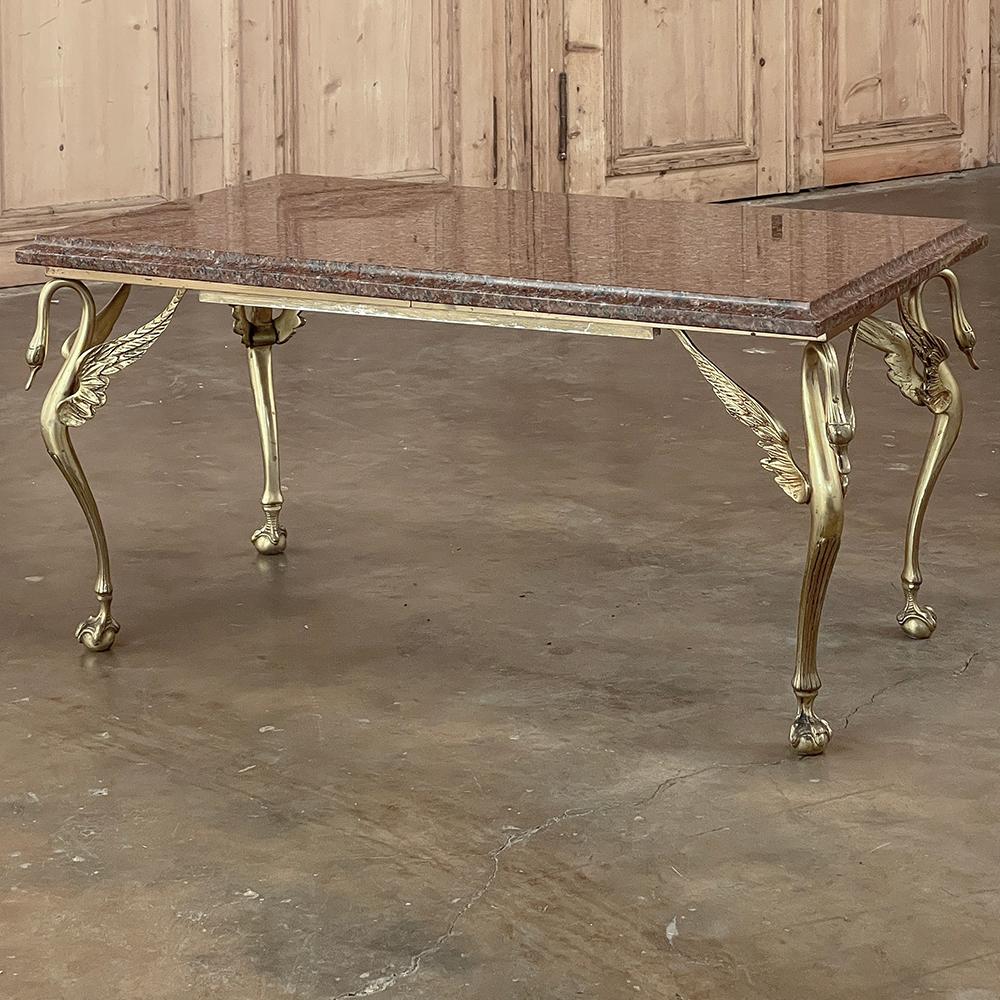 Midcentury Empire Style Brass & Granite Coffee Table For Sale 2