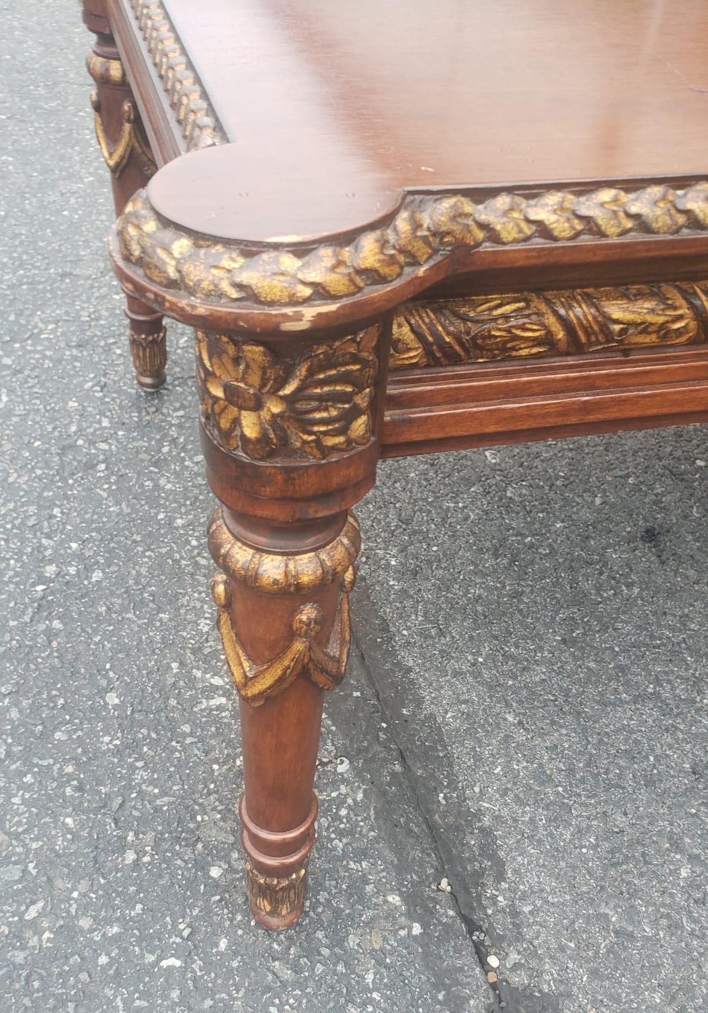 Mid-Century Empire Style Pacel Gilt and Mahogany Coffee Table In Good Condition For Sale In Germantown, MD