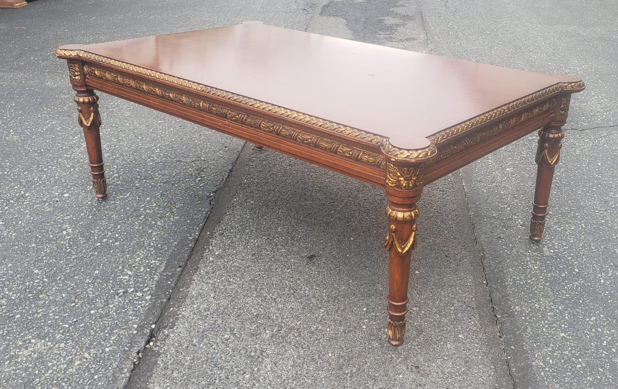 20th Century Mid-Century Empire Style Pacel Gilt and Mahogany Coffee Table For Sale