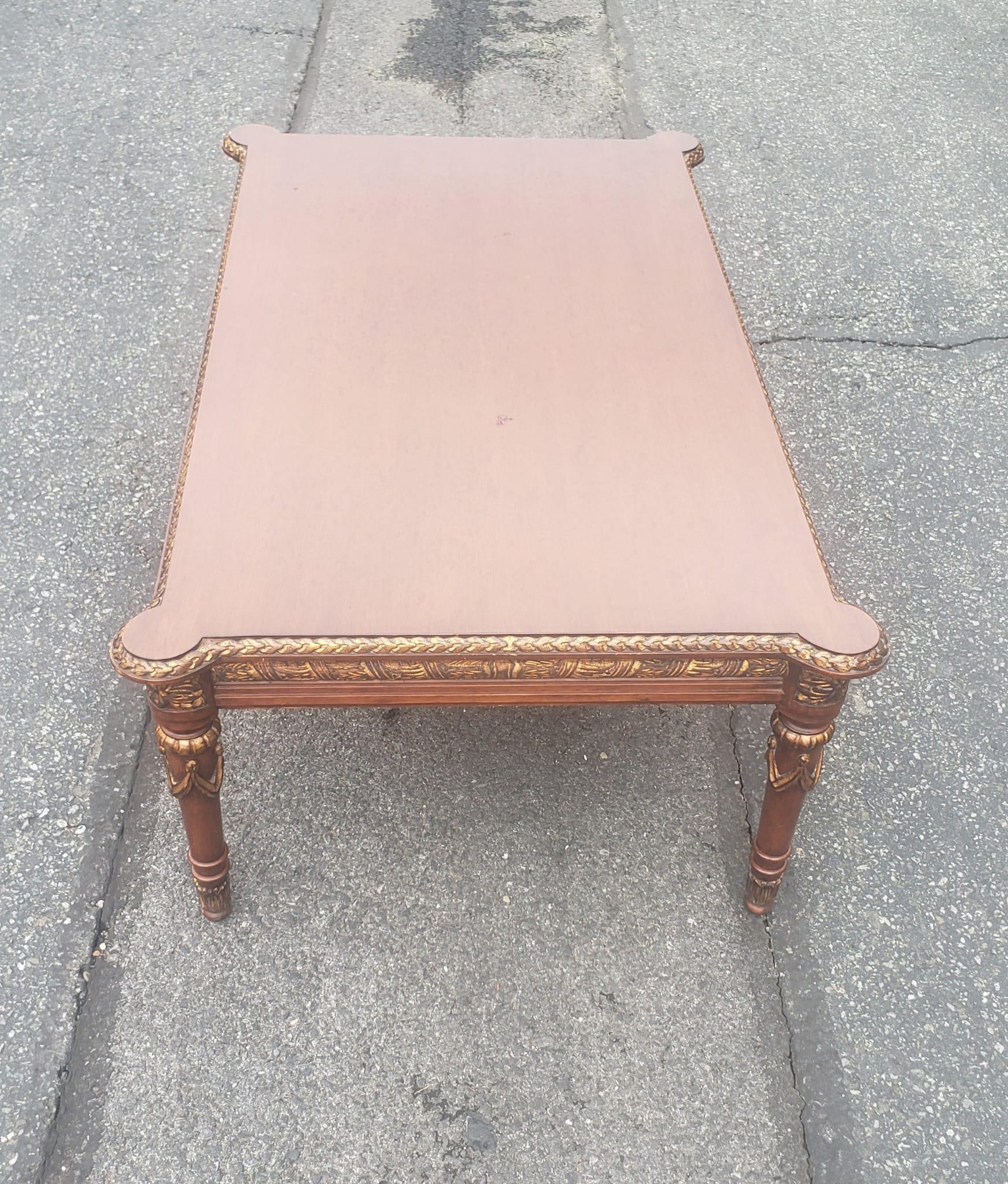 Mid-Century Empire Style Pacel Gilt and Mahogany Coffee Table For Sale 2