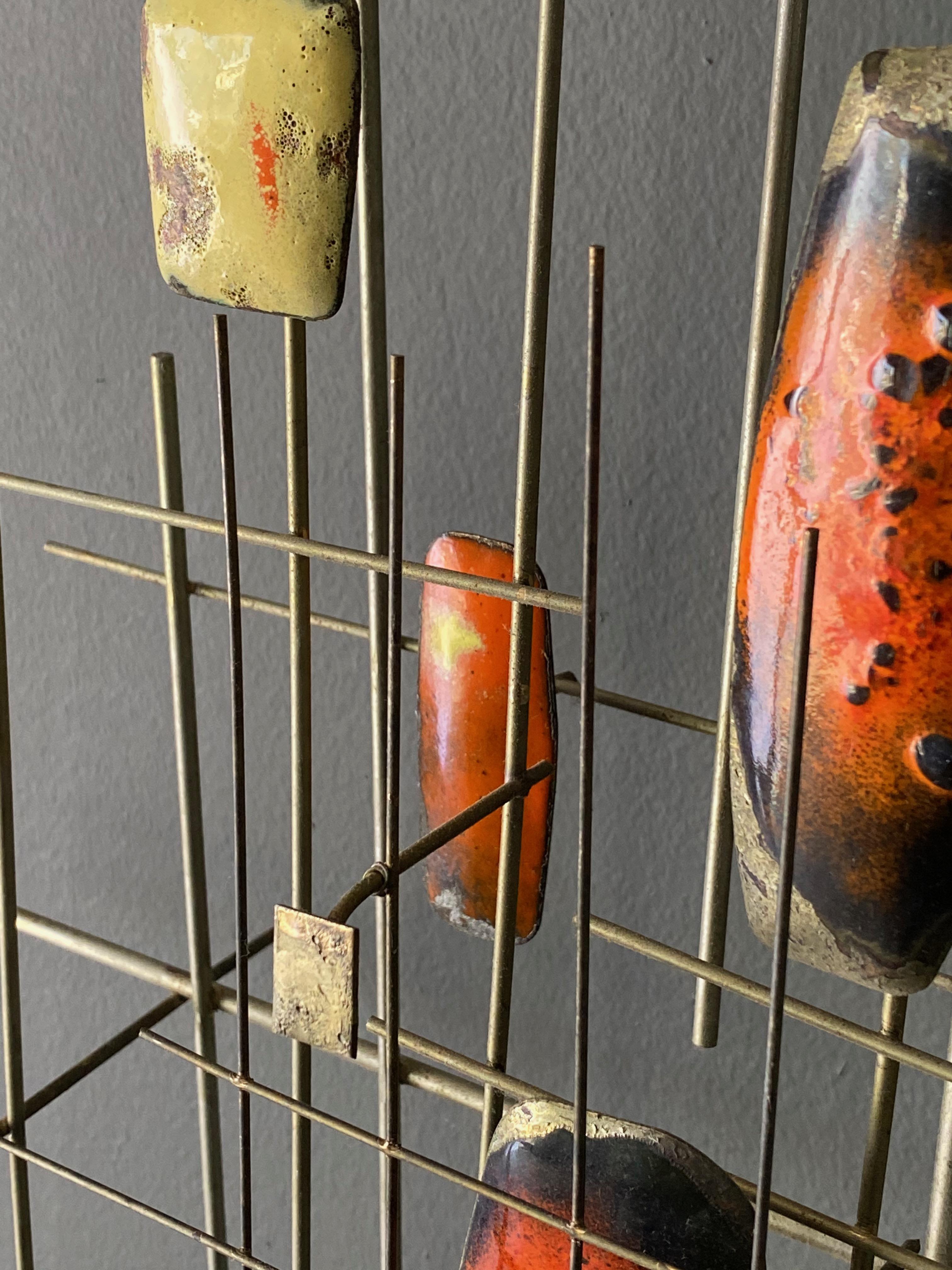 Mid-20th Century Mid Century Enamel and Steel Wall Hanging Sculpture