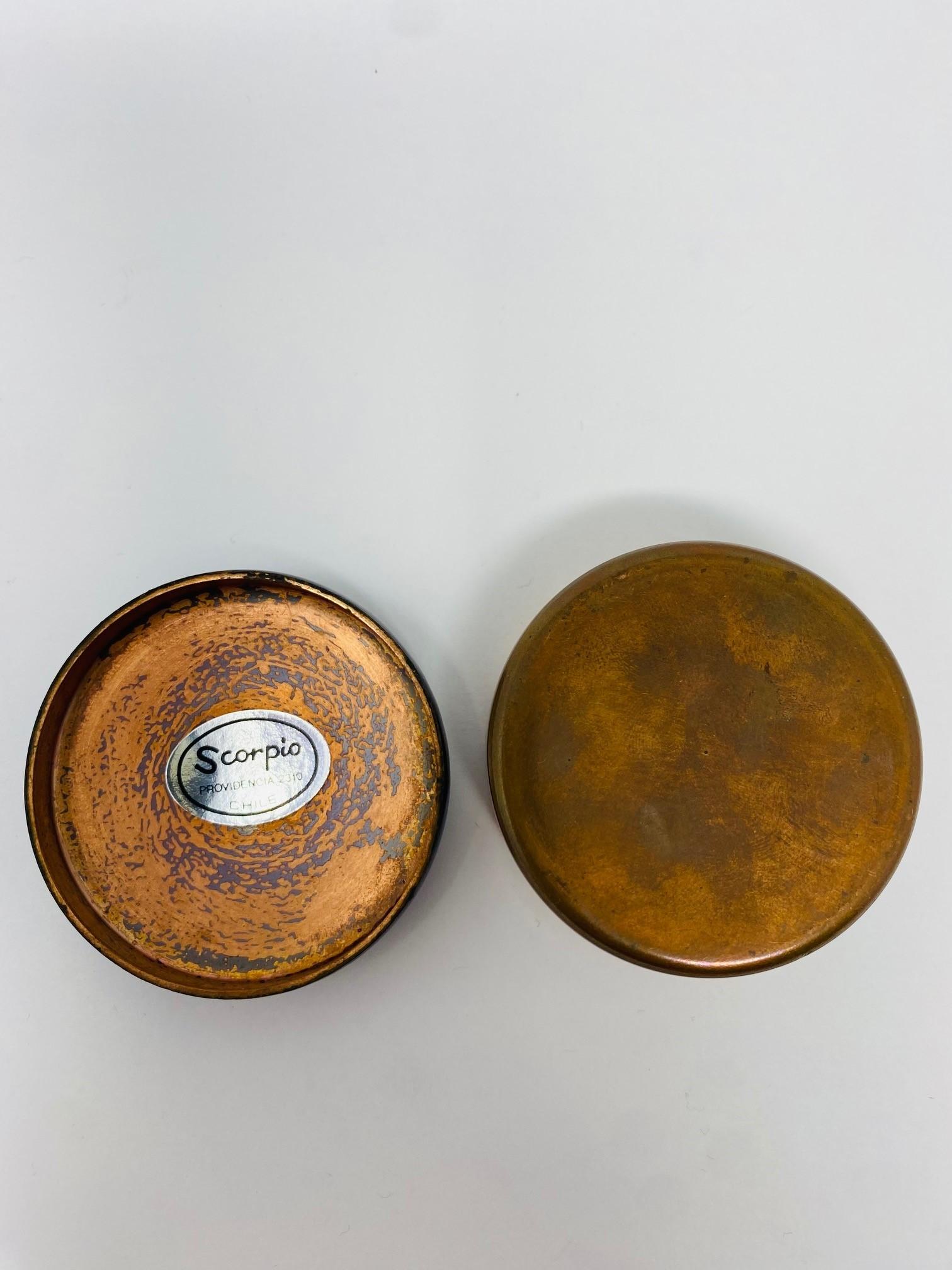 Mid-20th Century Mid Century  Enamel Dove on Copper Trinket Box (Chile)