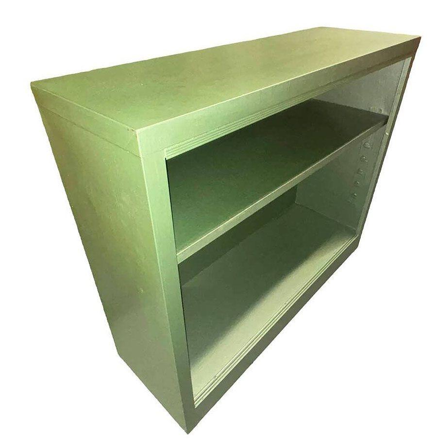 American Mid-century Enamel Green Steel Tanker Vinyl Record Bookcase Console For Sale