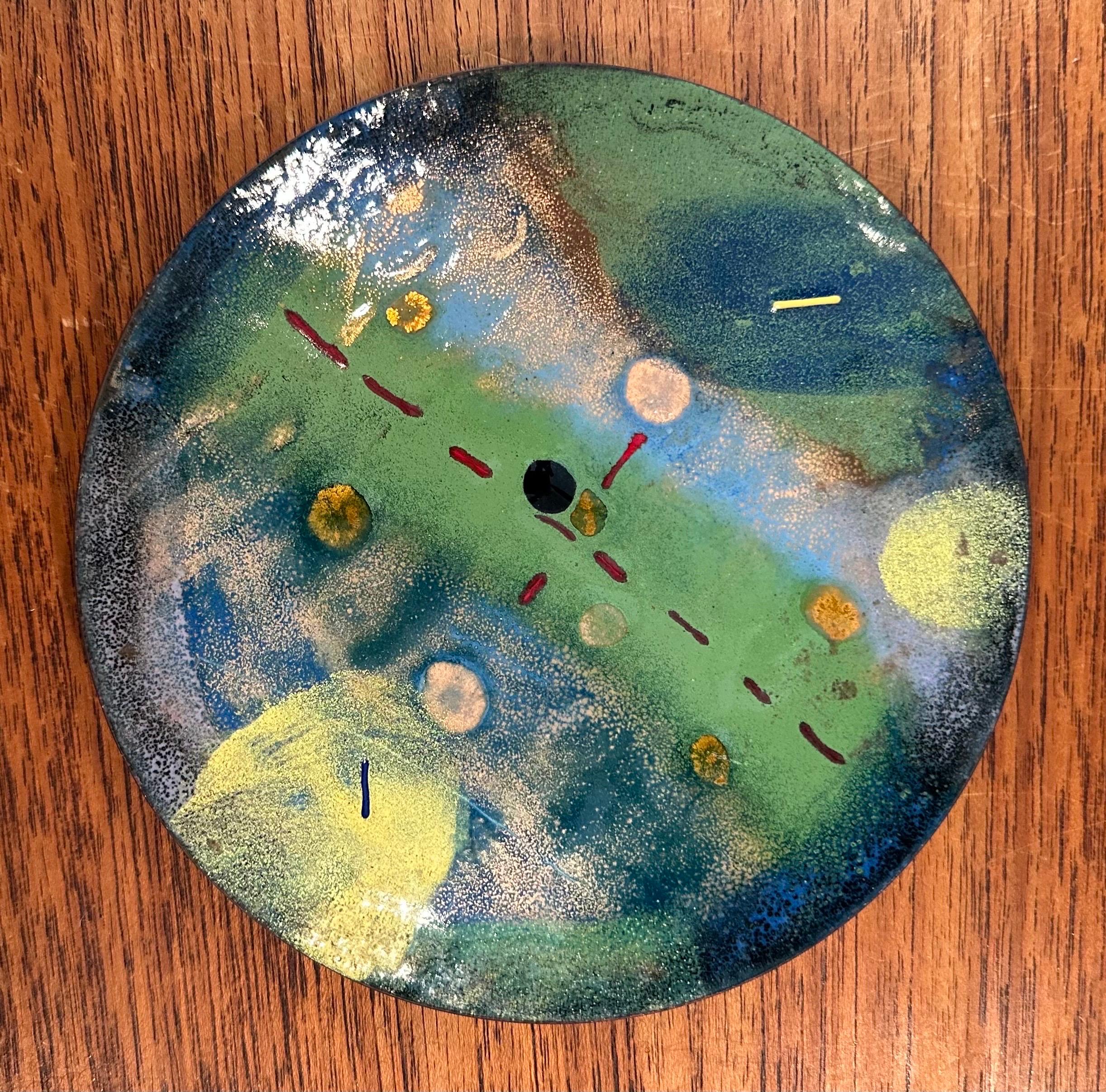 Mid-Century Modern Émail du milieu du siècle sur plaque de cuivre en vente