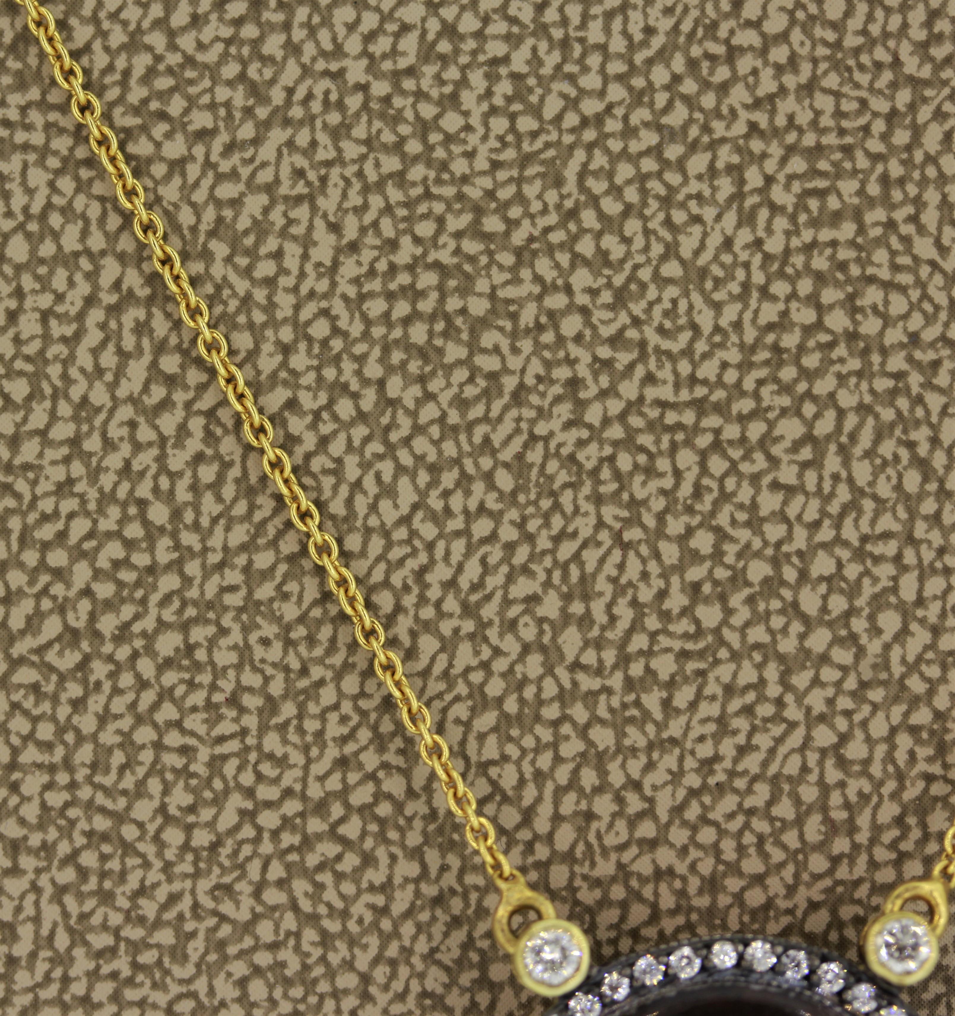 Round Cut Midcentury Enamel Portrait Diamond Gold Necklace For Sale