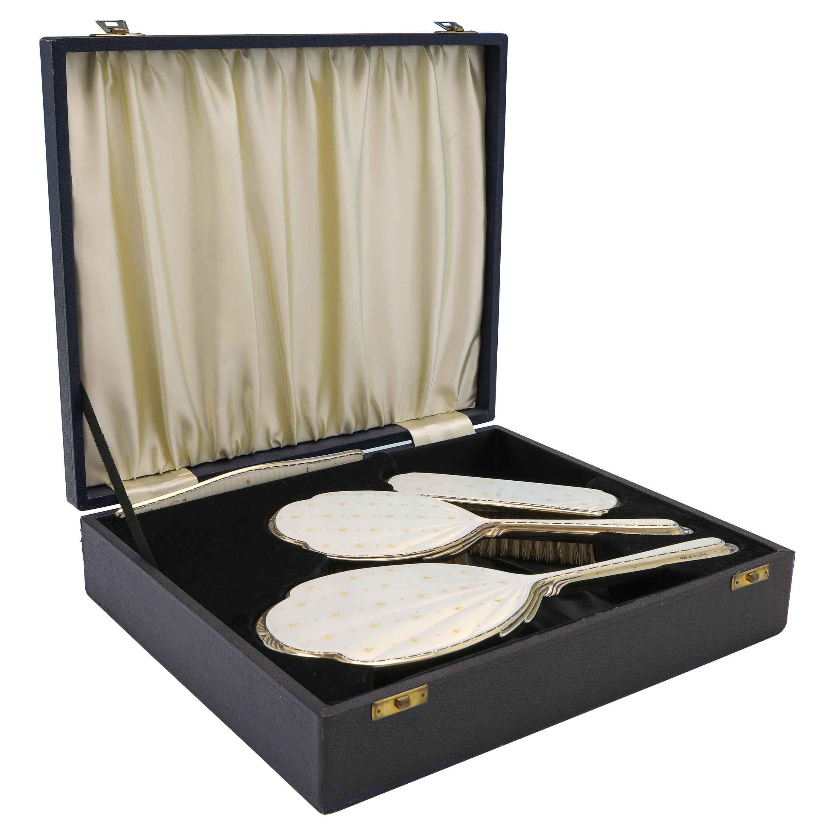 Mid-Century-Kleidertisch-Set aus Emaille und Sterlingsilber von Albert Carter, 1961