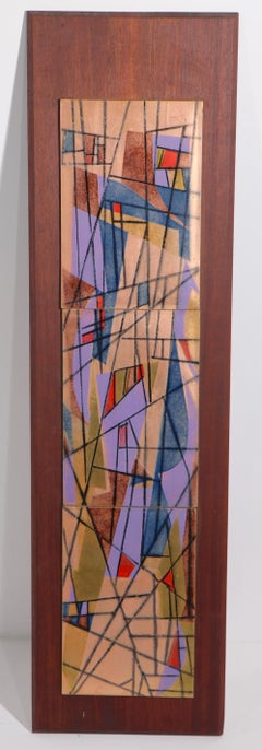 Mid Century Enamel Wall Hanging Plaque by Judith Daner