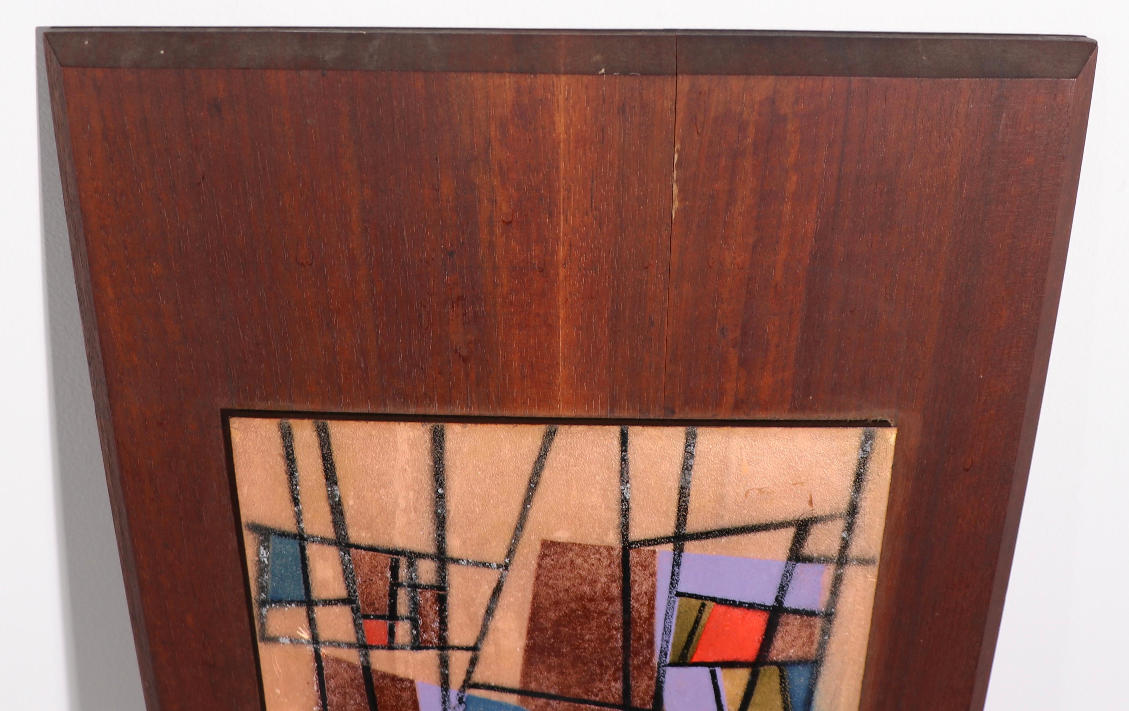 Mid Century Enamel Wall Hanging Plaque by Judith Daner In Good Condition In New York, NY