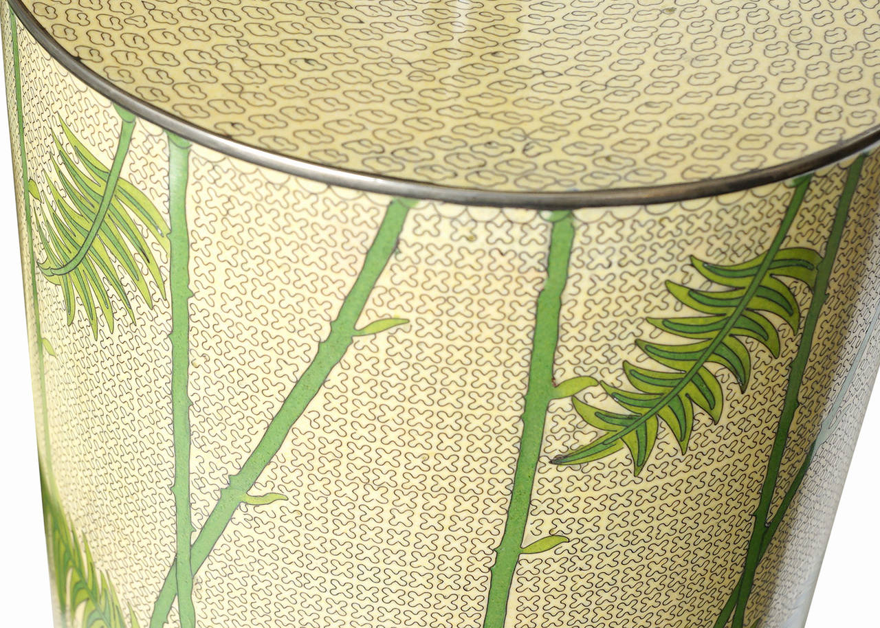 Mid-20th Century Midcentury Enameled Cloisonné Tropical Palm Table Lamp