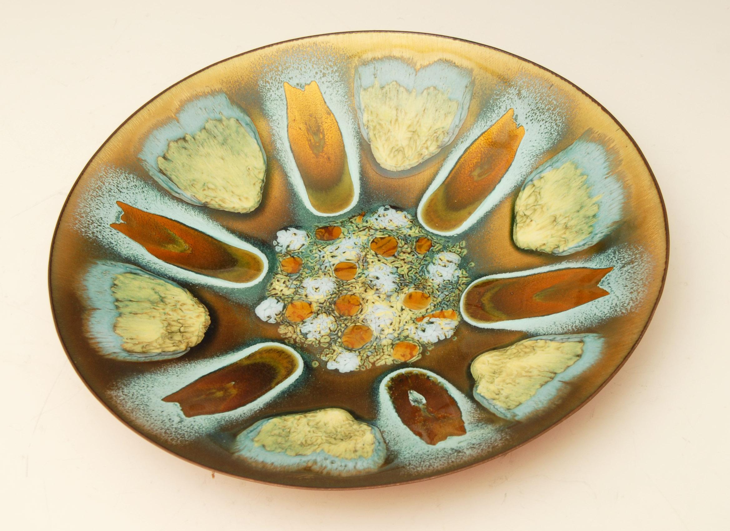 Mid-Century Modern Midcentury Enameled Copper Dish by Edward Star for Grumps of San Francisco For Sale