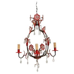 Mid-Century Enameled Floral Form Chandelier
