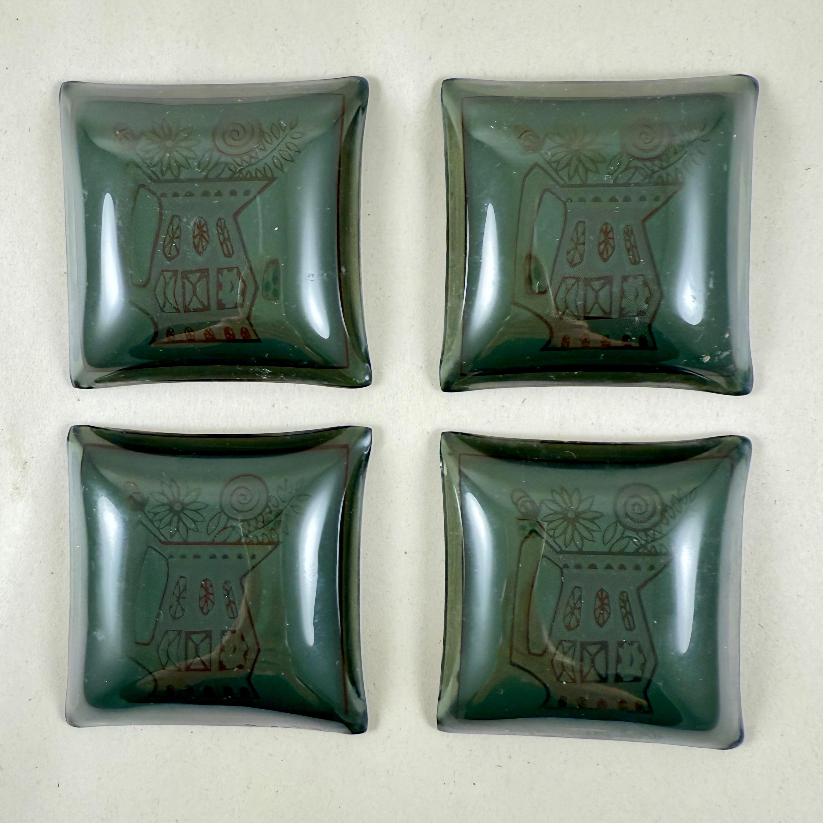 Teebeutelhalter aus emailliertem Glas aus der Jahrhundertmitte, Viererpack im Zustand „Gut“ im Angebot in Philadelphia, PA