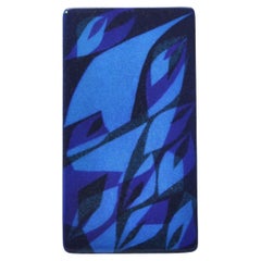 Mid-century enameled lava wall plaque with abstract decor