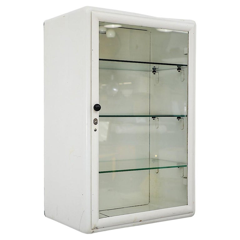 Midcentury Enameled Metal Wall Mount Medicine For Sale at 1stDibs